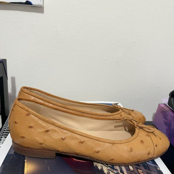 Giorgio's of Palm Beach Luxury Italian Ostrich Leather Ballerinas - Picture 2 of 4